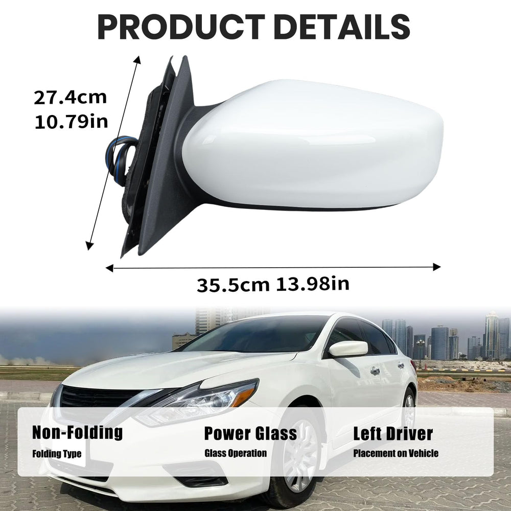 VANLOGY side mirror mounted on Altima showing factory fit benefit