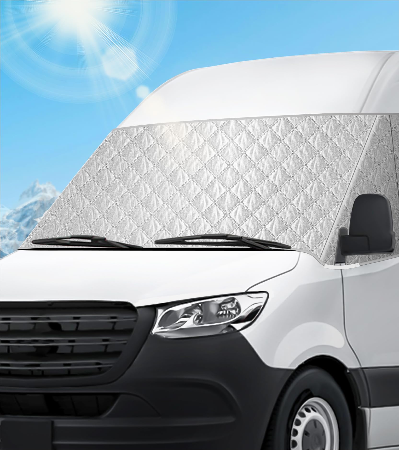 VANNCAMP front view on Sprinter showing precise exterior fit and protection