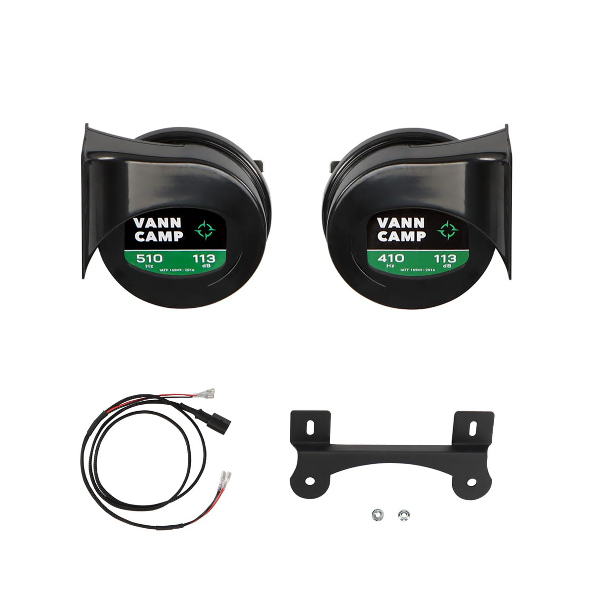 VANNCAMP horn kit front assembly showing dual horns and robust build benefit clarity