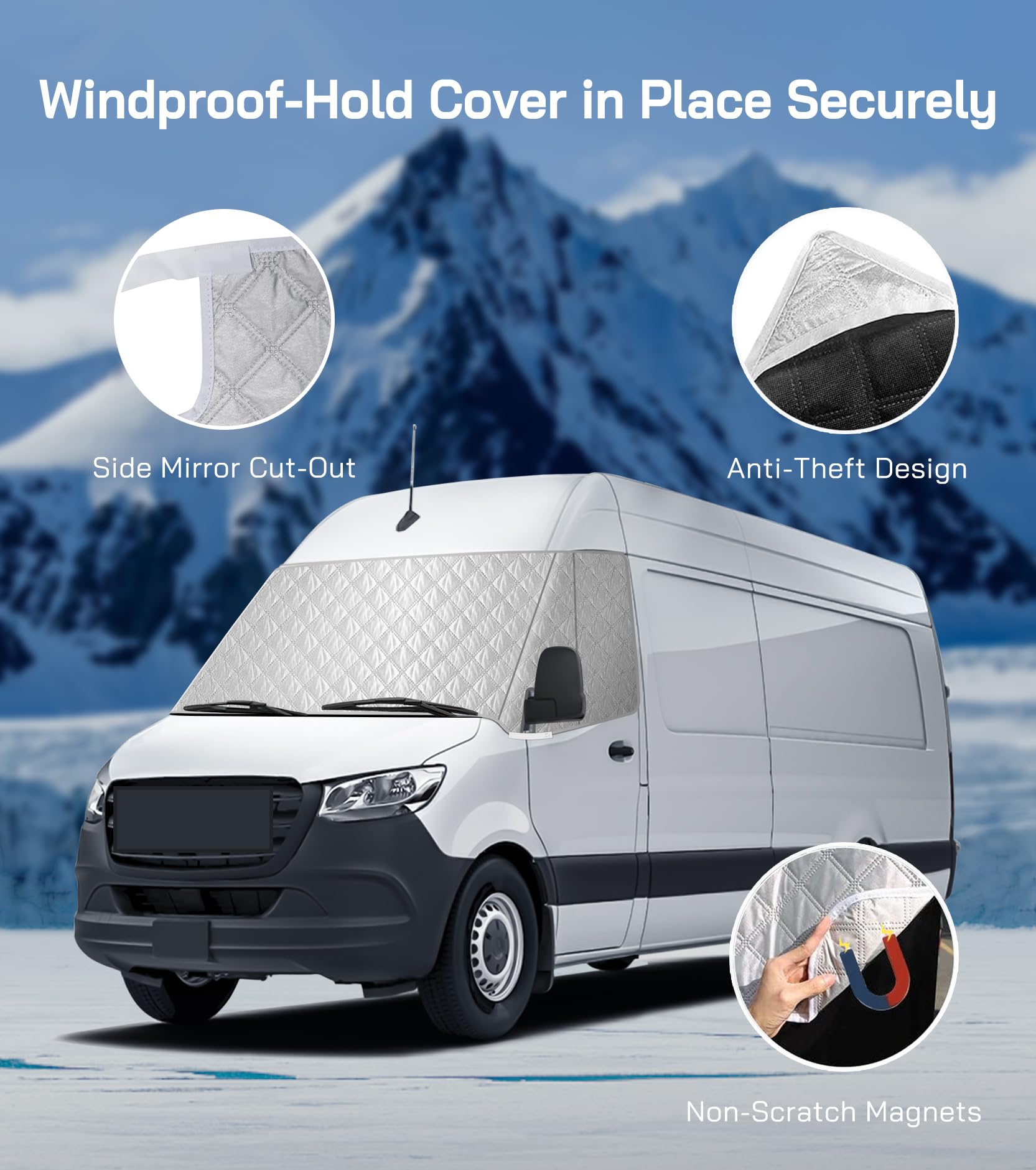 VANNCAMP edge magnets attached to van body providing windproof security
