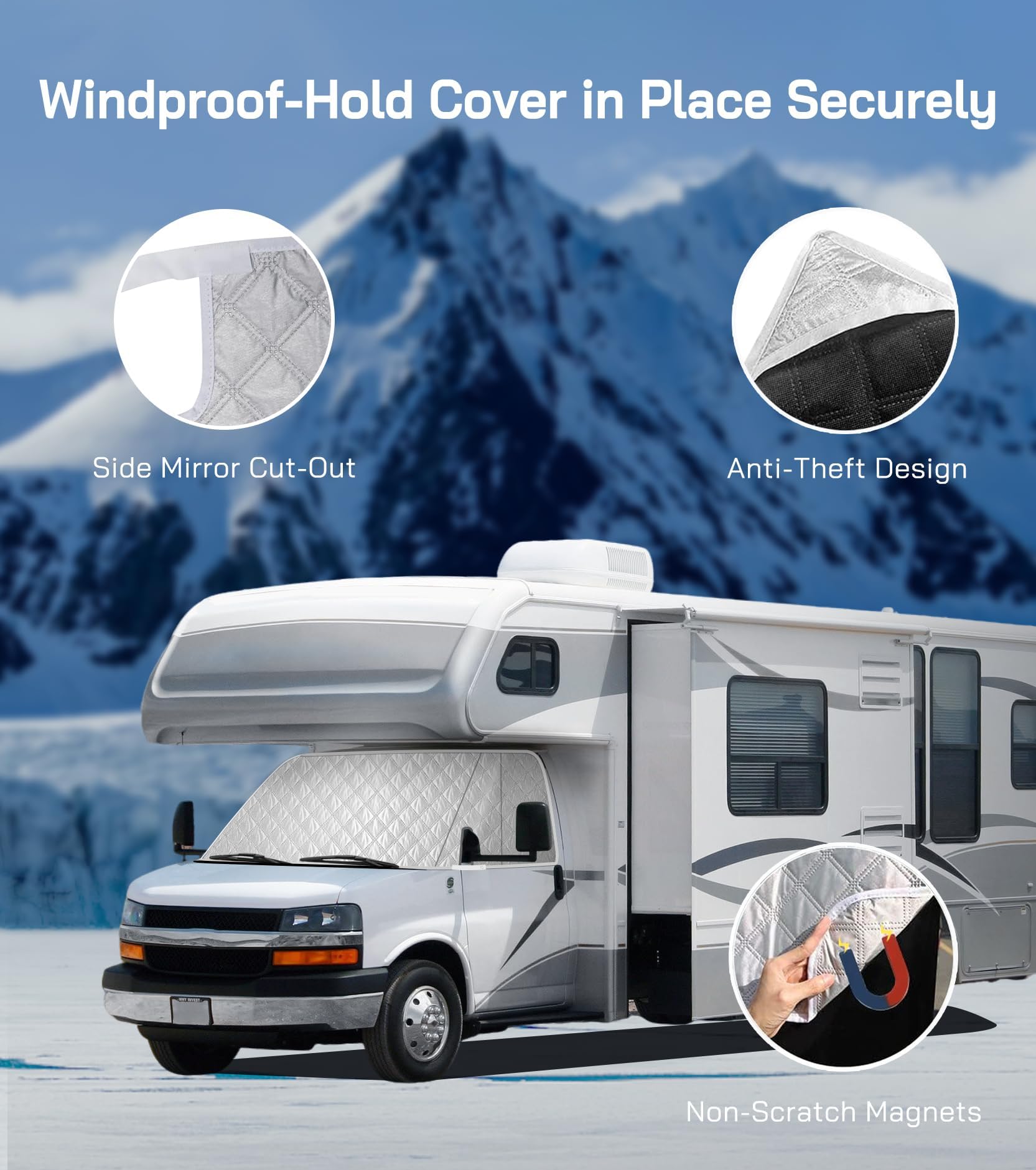 VANNCAMP cover shielding side door windows to provide privacy and sun blocking