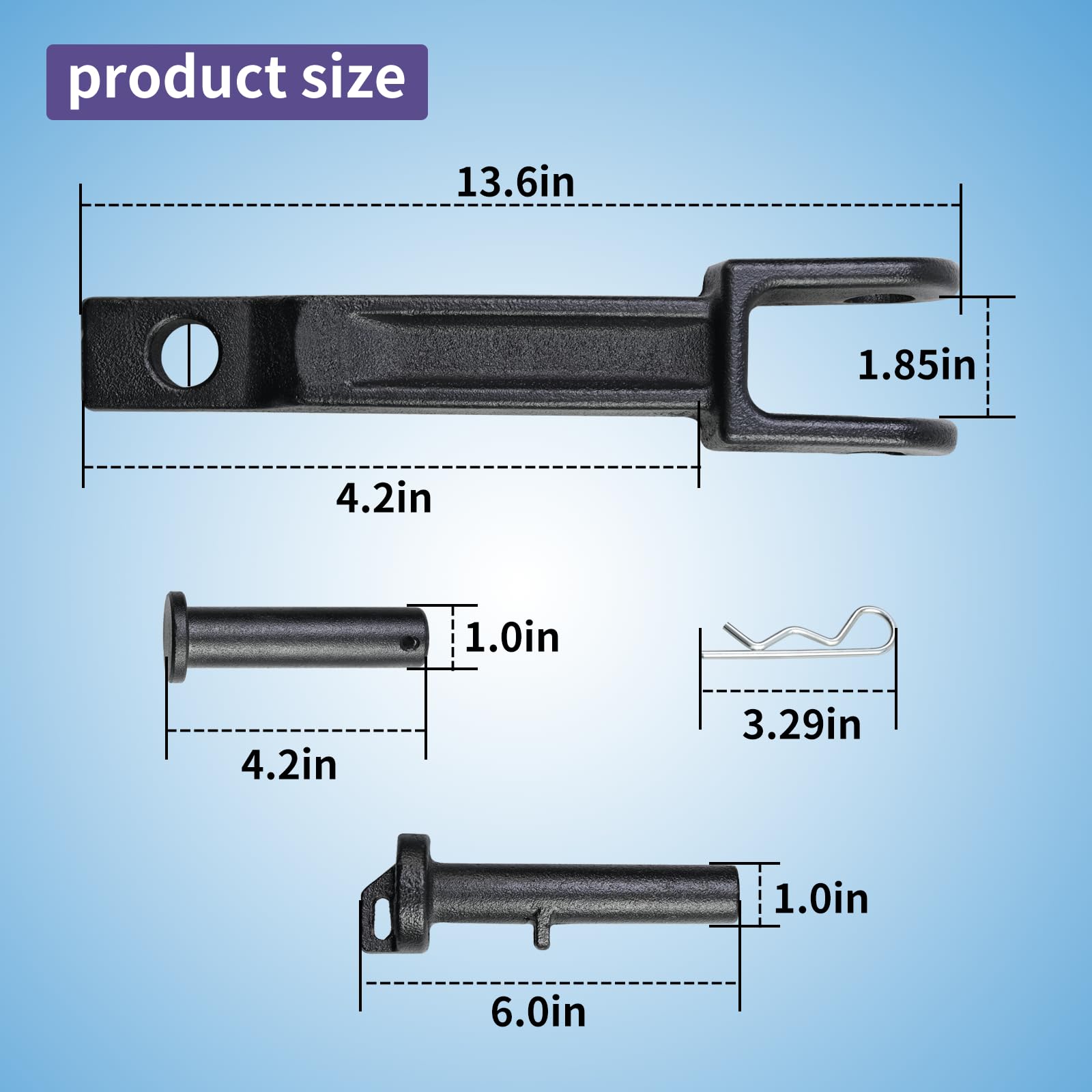Vanshly tow hook next to ruler for scale showing size and installation clearance