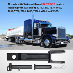 Vanshly tow hook mounted on a Kenworth demonstrating correct fit and readiness