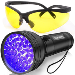 Vansky front view of flashlight and glasses showing compact kit and quick detection