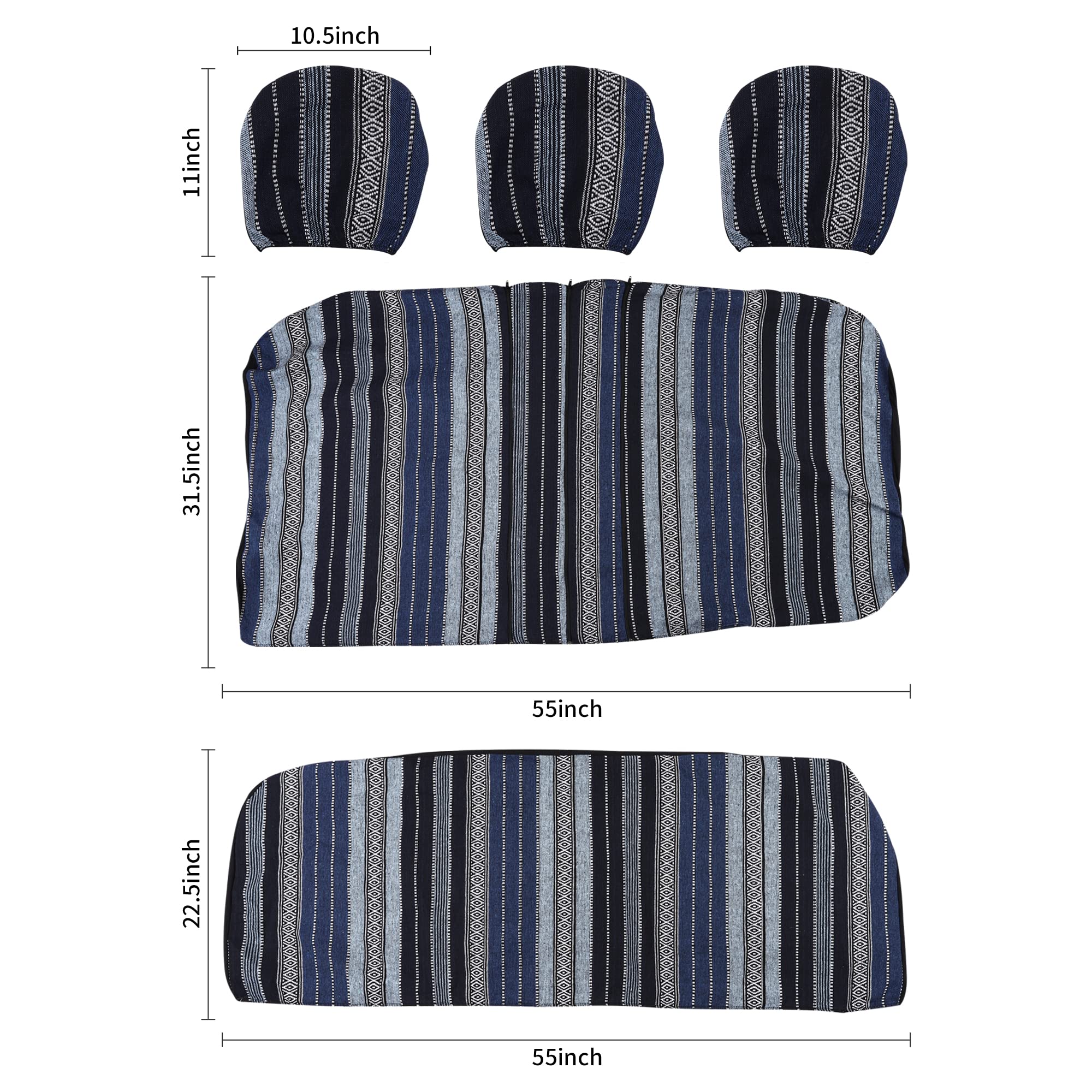 VarCozy size scale comparison beside seat showing coverage and proportions
