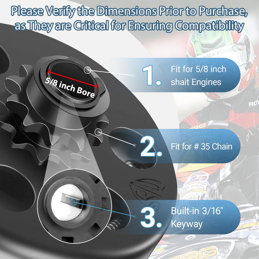 Vashly bore detail showing 5/8 inch bore and clean fitment that ensures secure crankshaft mounting