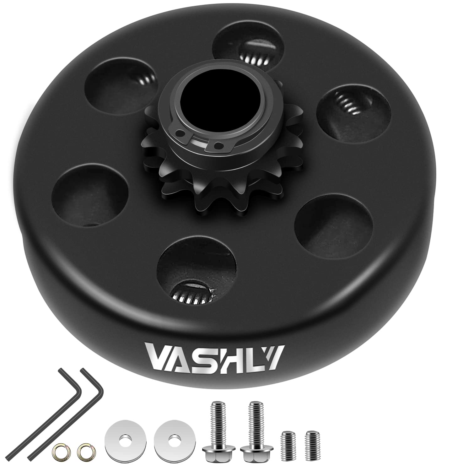 Vashly clutch front view showing 12-tooth sprocket and durable iron body for reliable drive