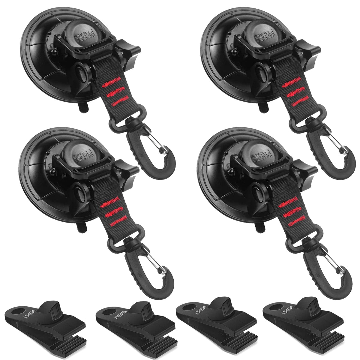 Vashly front packaging showing suction cup kit for strong removable attachments