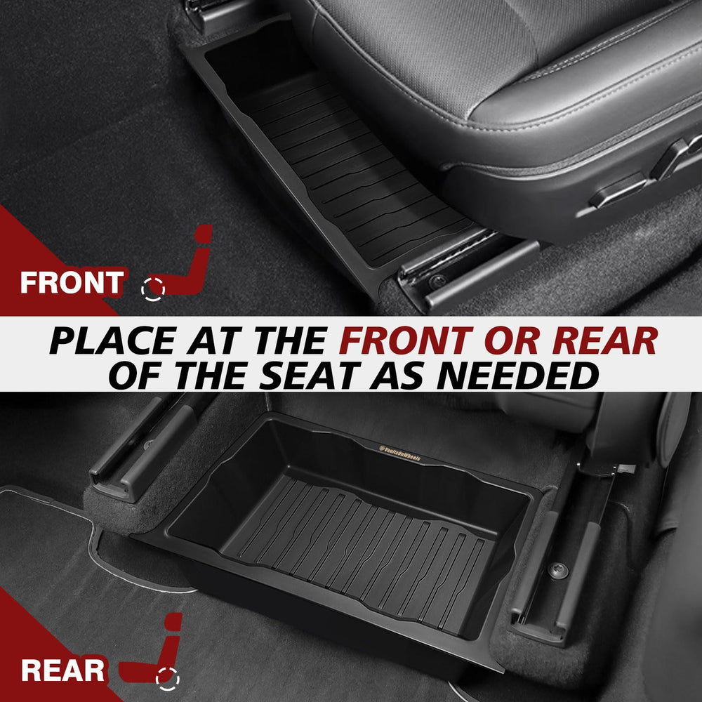 VaultsOnWheels installed under driver seat demonstrating hidden storage and improved cabin organization