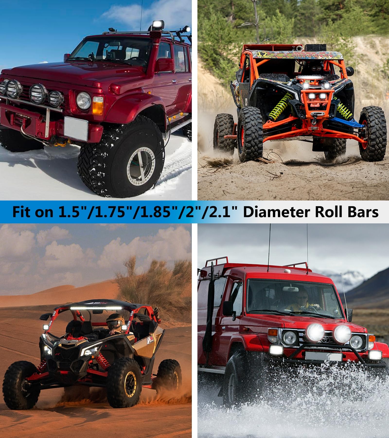 VAZESWIN lifestyle shot on UTV at night showing mounted light bar improving visibility