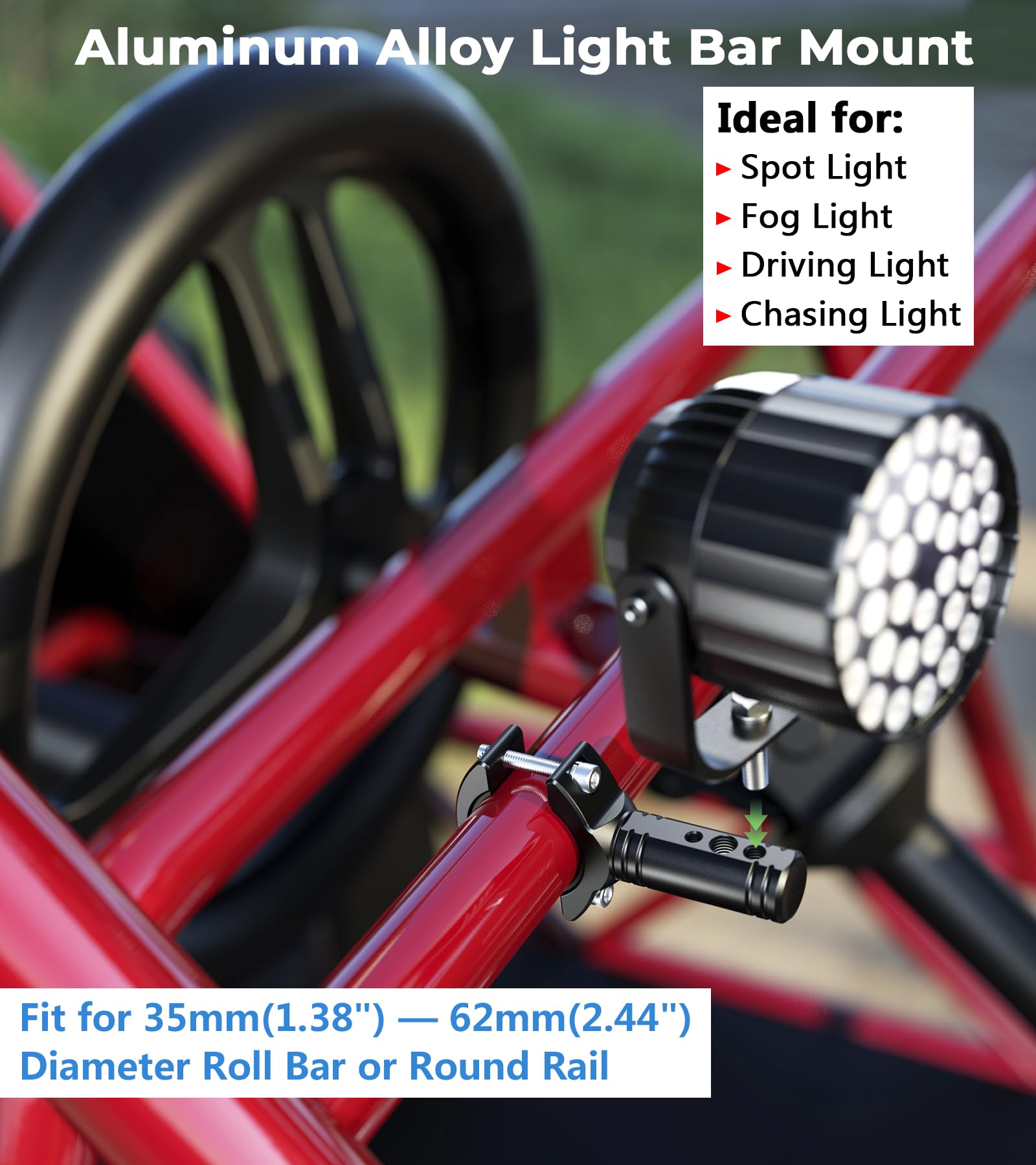 VAZESWIN mounted driving light demonstrating adjustable aiming and beam control