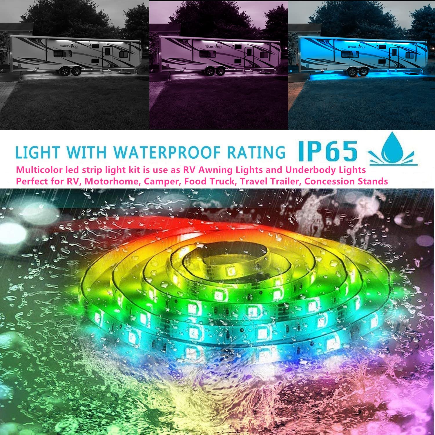 Vbakor LEDs synced to music at an RV gathering, highlights responsive party lighting