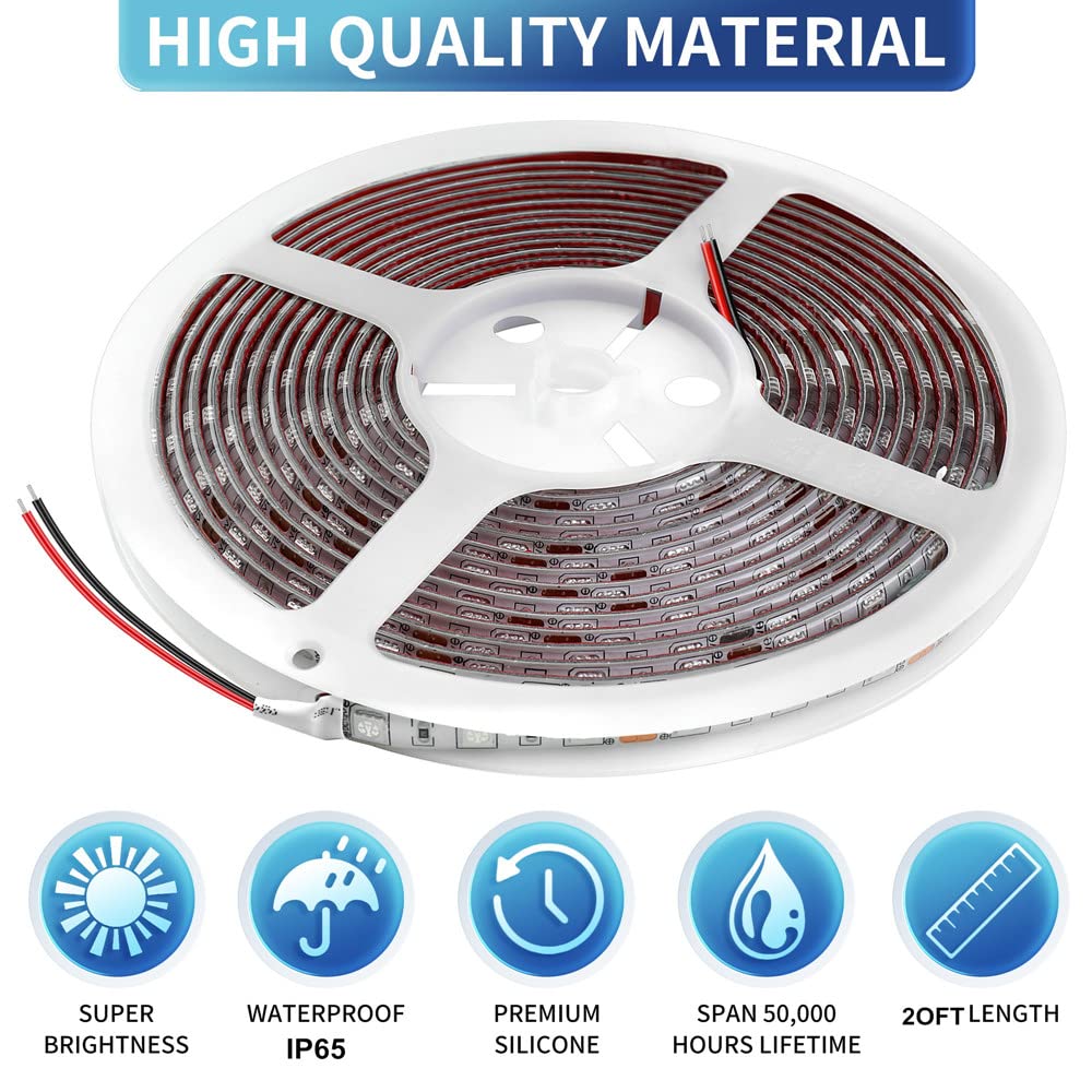 Vbakor LED strip closeup of silicone coating showing weather protection benefit