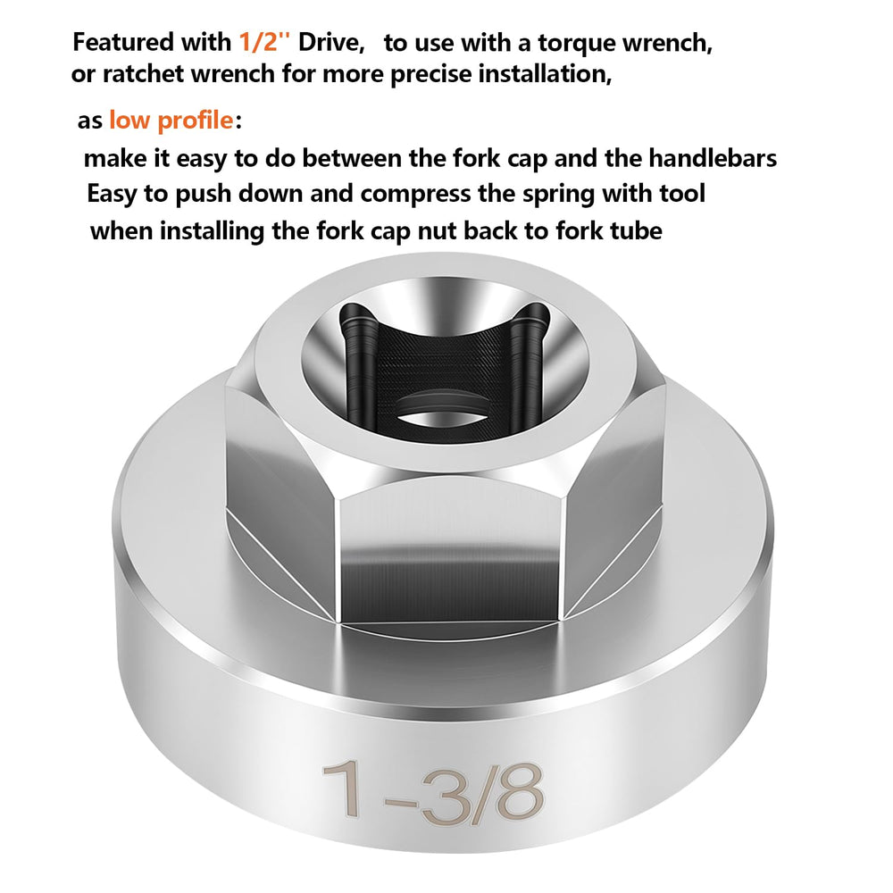 vbaxy fork cap socket installed on Harley fork top demonstrating secure fit and protection
