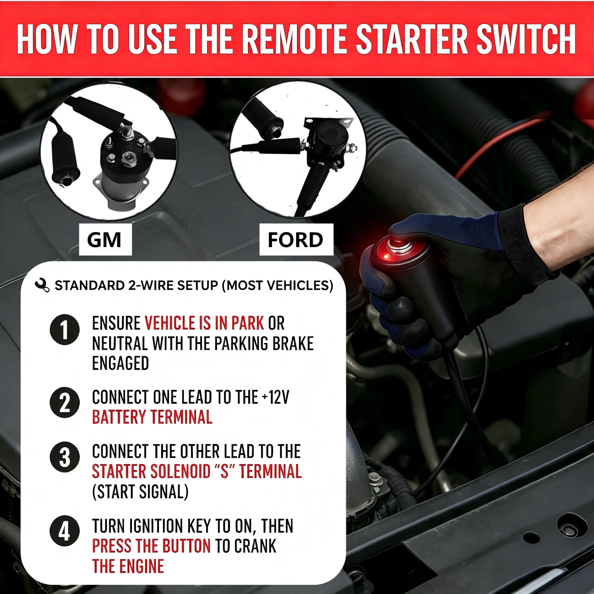 VCC push button close-up highlighting tactile start control