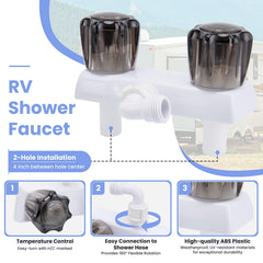 VECKYJL shower head and 59-inch hose detail highlighting adjustable flow