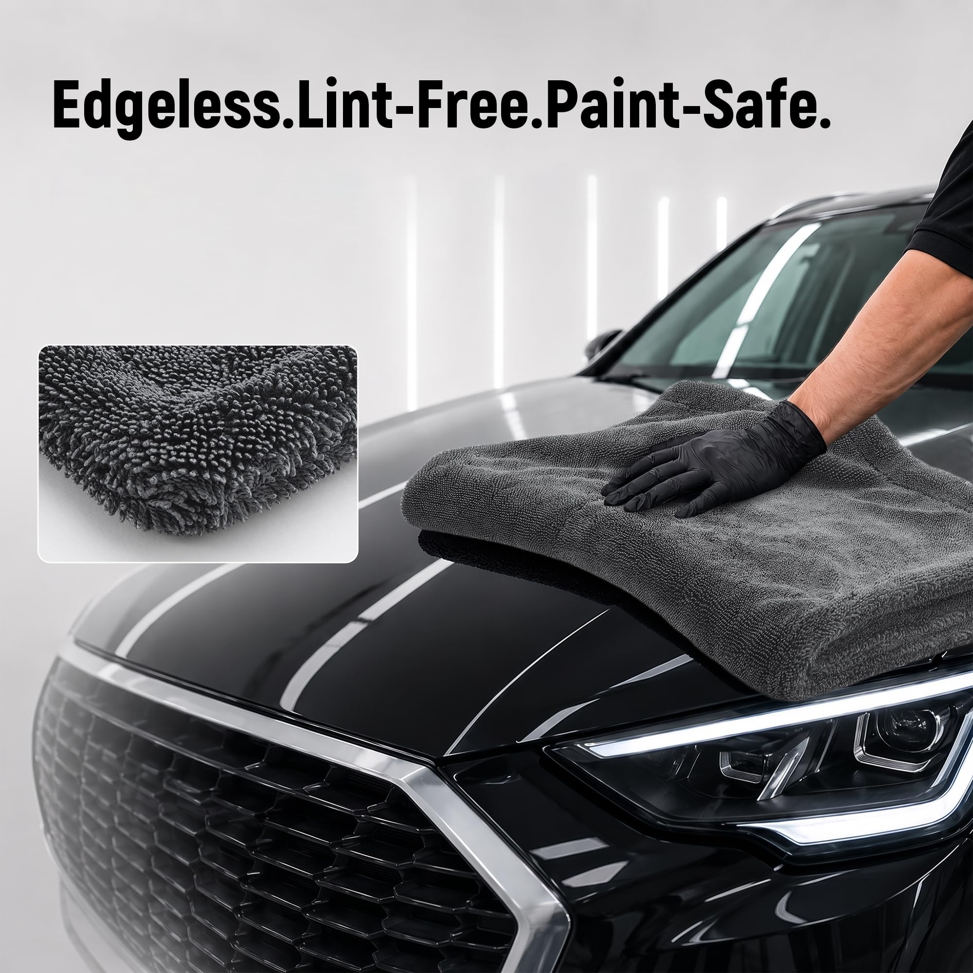 Veco detail towel close-up of twist-loop fibers providing gentle paint protection