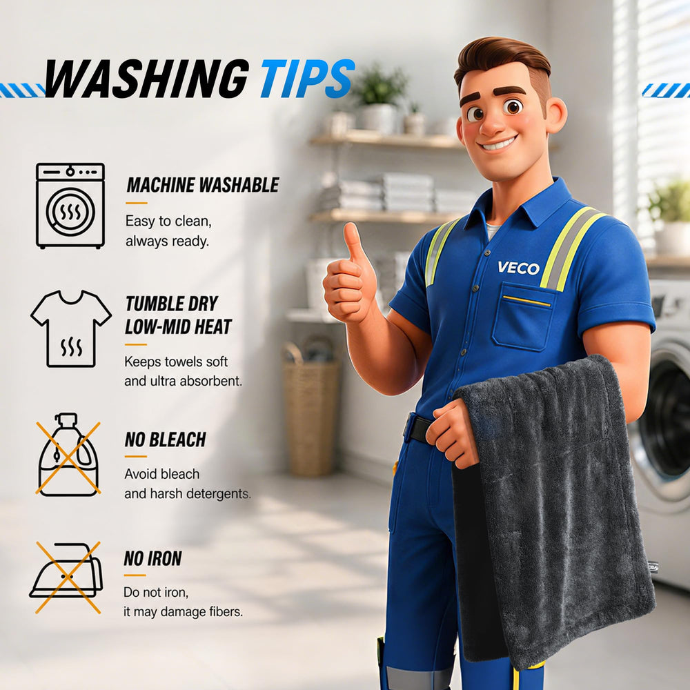 Veco towels used during driveway car wash delivering a clean finish