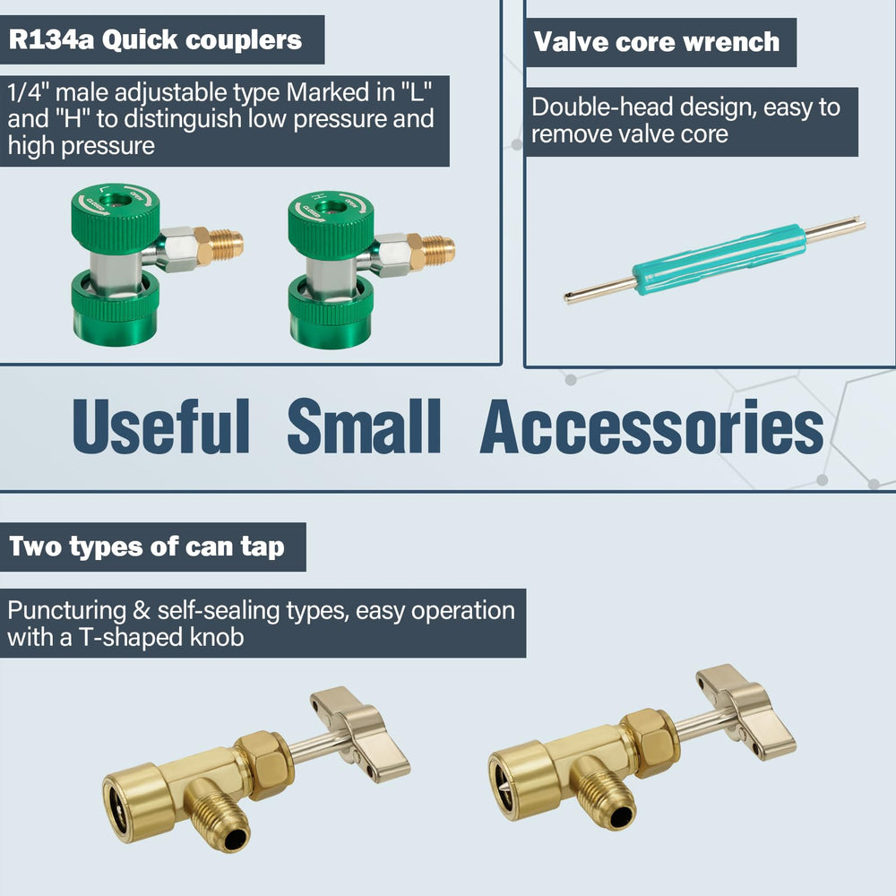 VECOTOOLS puncturing and self-sealing can taps plus valve core tool for faster servicing