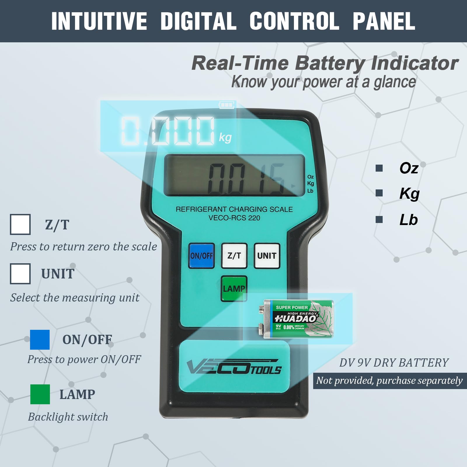VECOTOOLS scale supporting a refrigerant tank to demonstrate stable in-use benefit