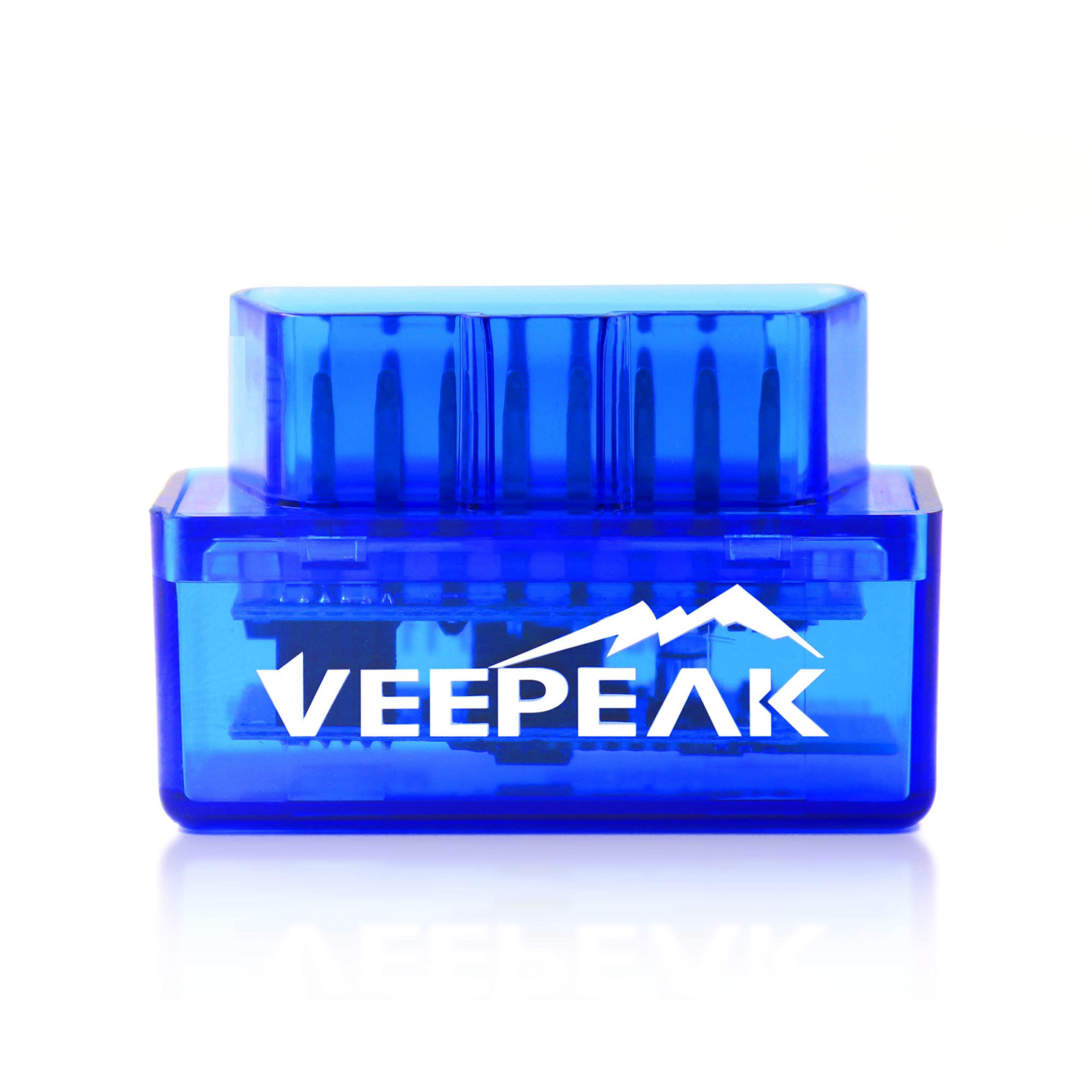 Veepeak mini front view showing compact housing and OBD2 plug benefit quick diagnostics