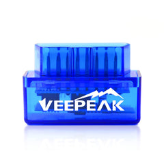 Veepeak mini front view showing compact housing and OBD2 plug benefit quick diagnostics