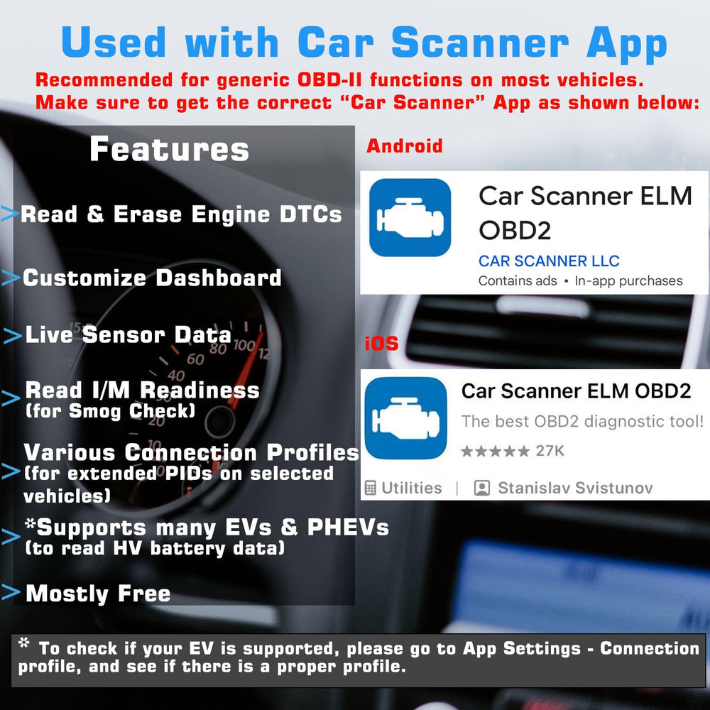 Veepeak angled port shot inserted in car OBD-II socket for straightforward connection