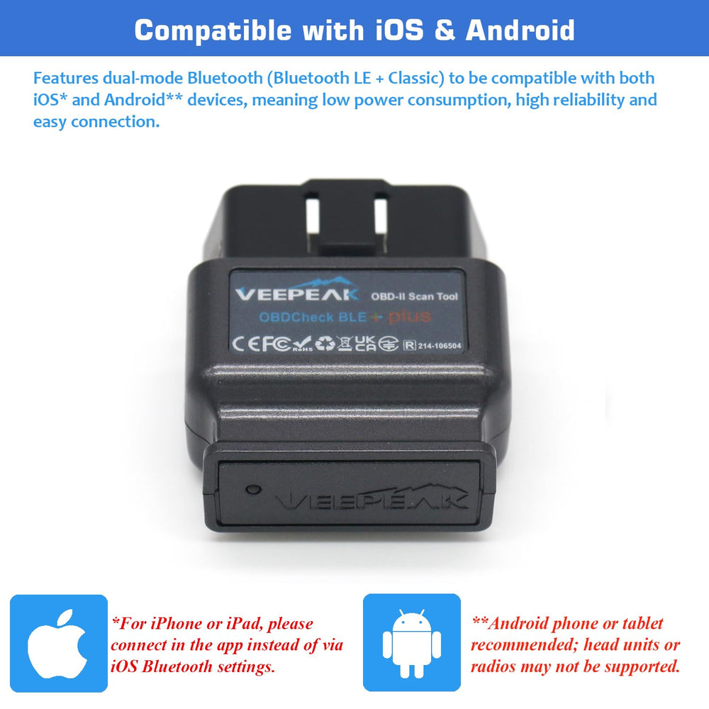 Veepeak adapter plugged into vehicle with dashboard visible for quick diagnostics