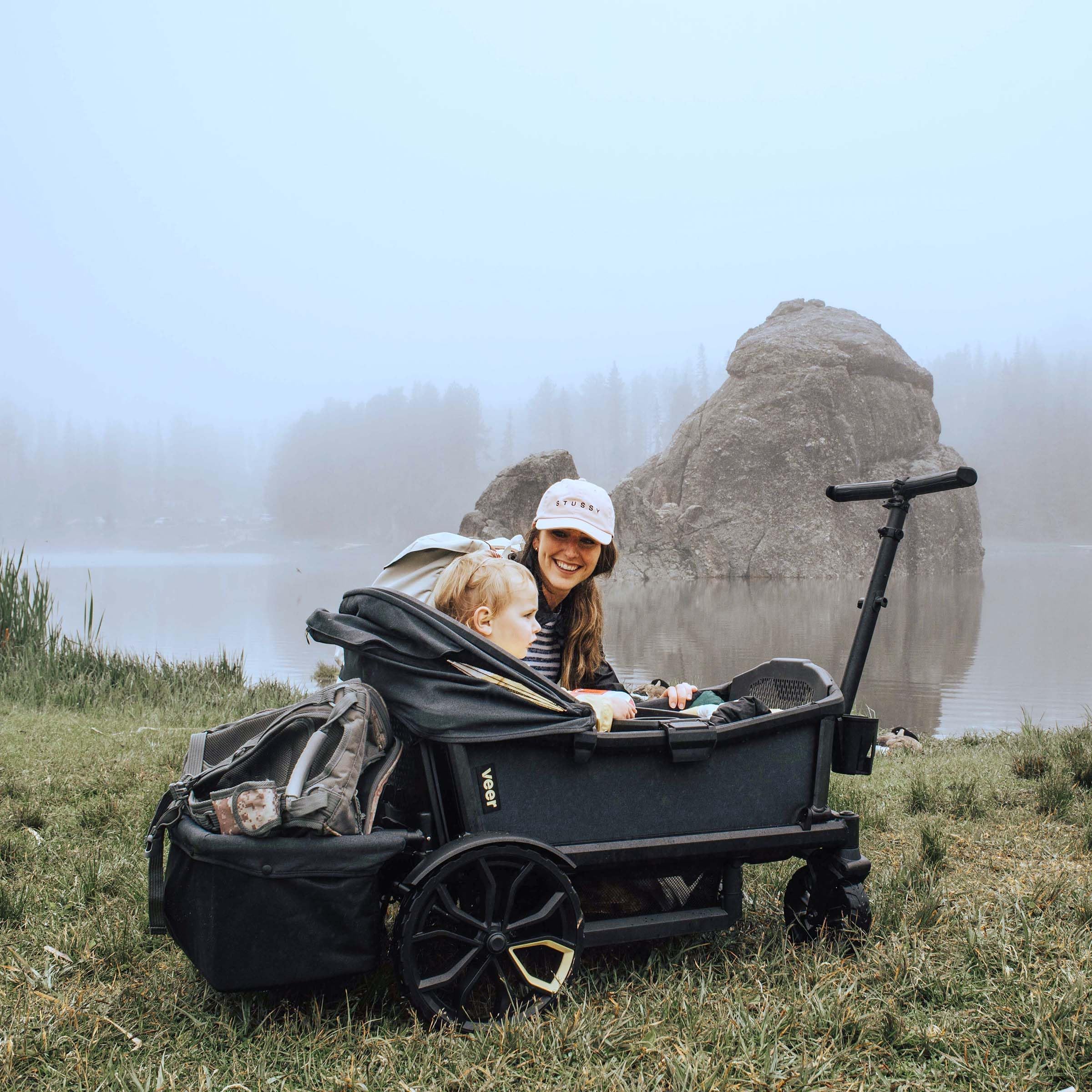 Veer rear basket mesh hood open to secure bulky items and allow airflow
