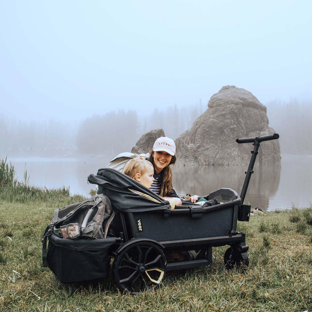 Veer rear basket mesh hood open to secure bulky items and allow airflow