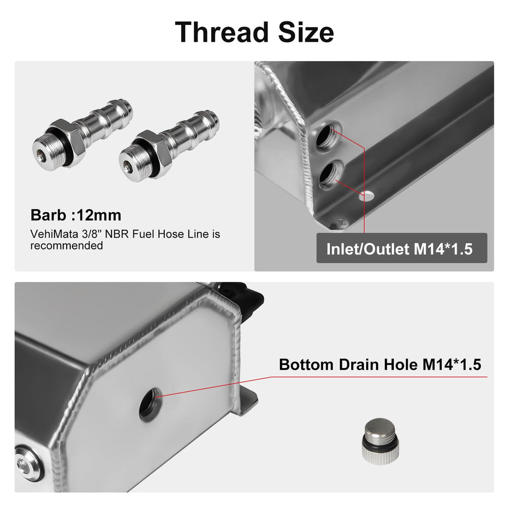 VehiMata side profile of aluminum tank highlighting durable construction and heat resistance