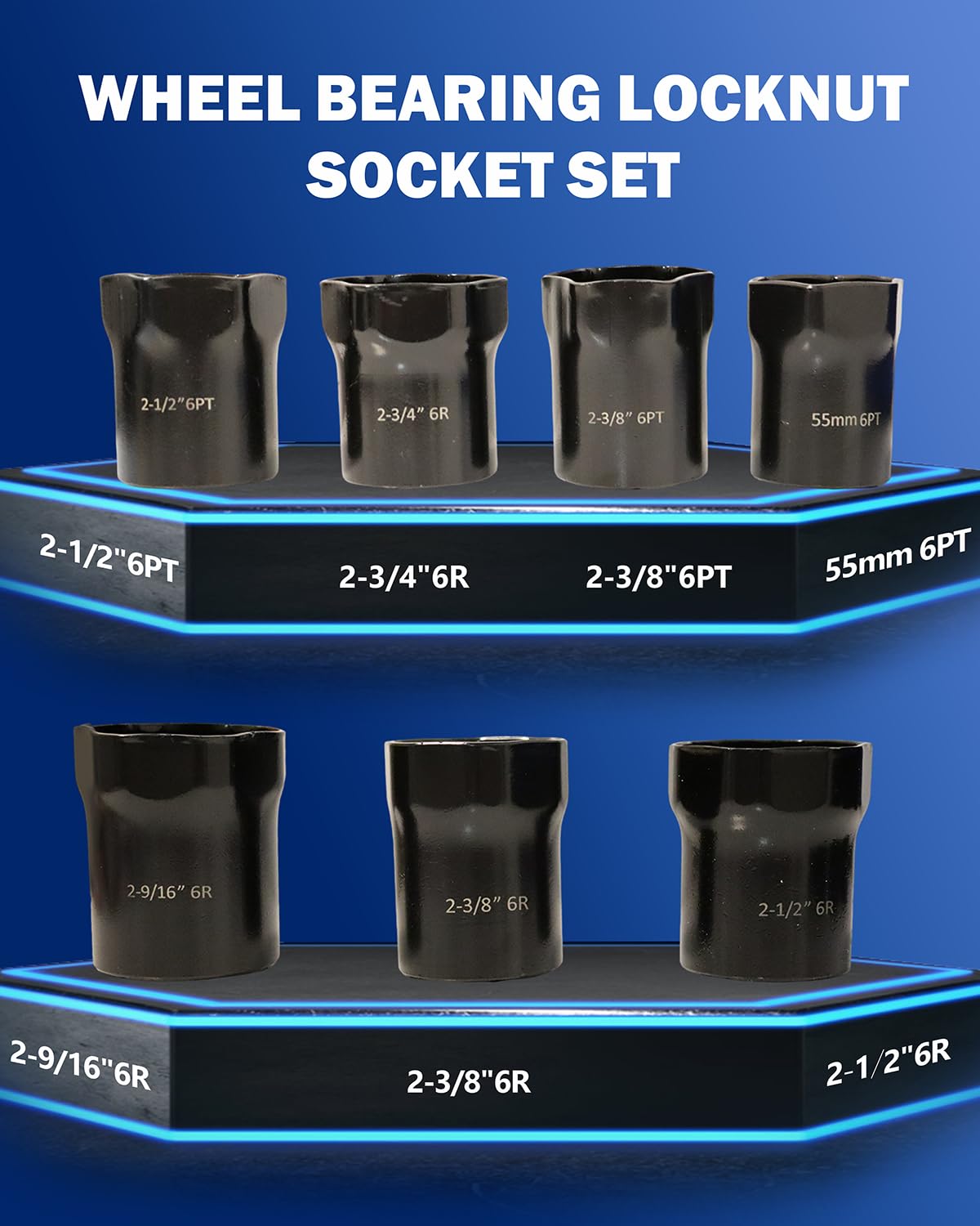 VEHIRETL close-up of socket ends showing 6-point and rounded hex profiles for reliable nut engagement