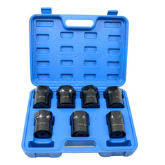 VEHIRETL 7-piece wheel bearing locknut socket set front packaging shows included sockets and case, durable kit
