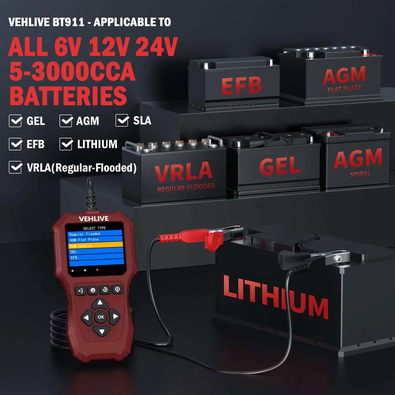 VEHLIVE BT911 held in hand to show compact handheld size and portability