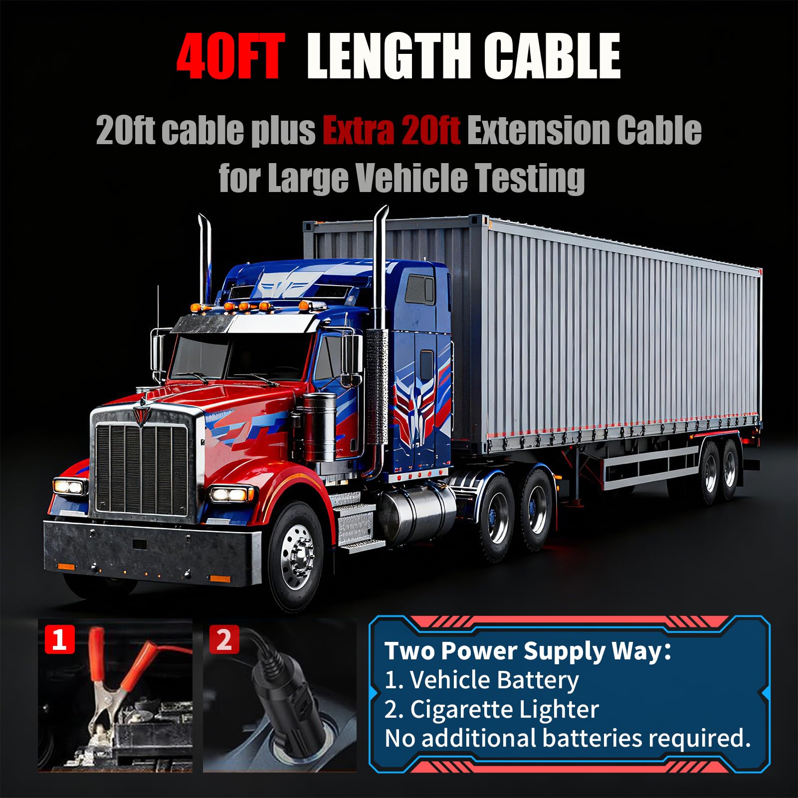 VEHLIVE P100 Plus 40ft cable spread illustrating long reach for distant test points