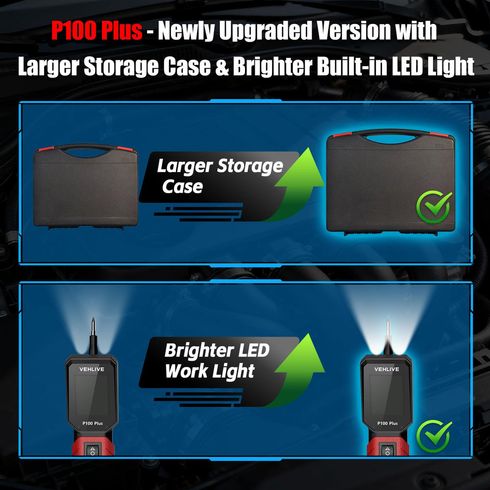 VEHLIVE P100 Plus angled LCD closeup with backlight for easy reading in bright light