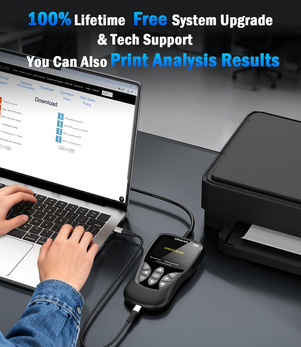 VEHLIVE V850 used in a garage demonstrating diagnostic workflow