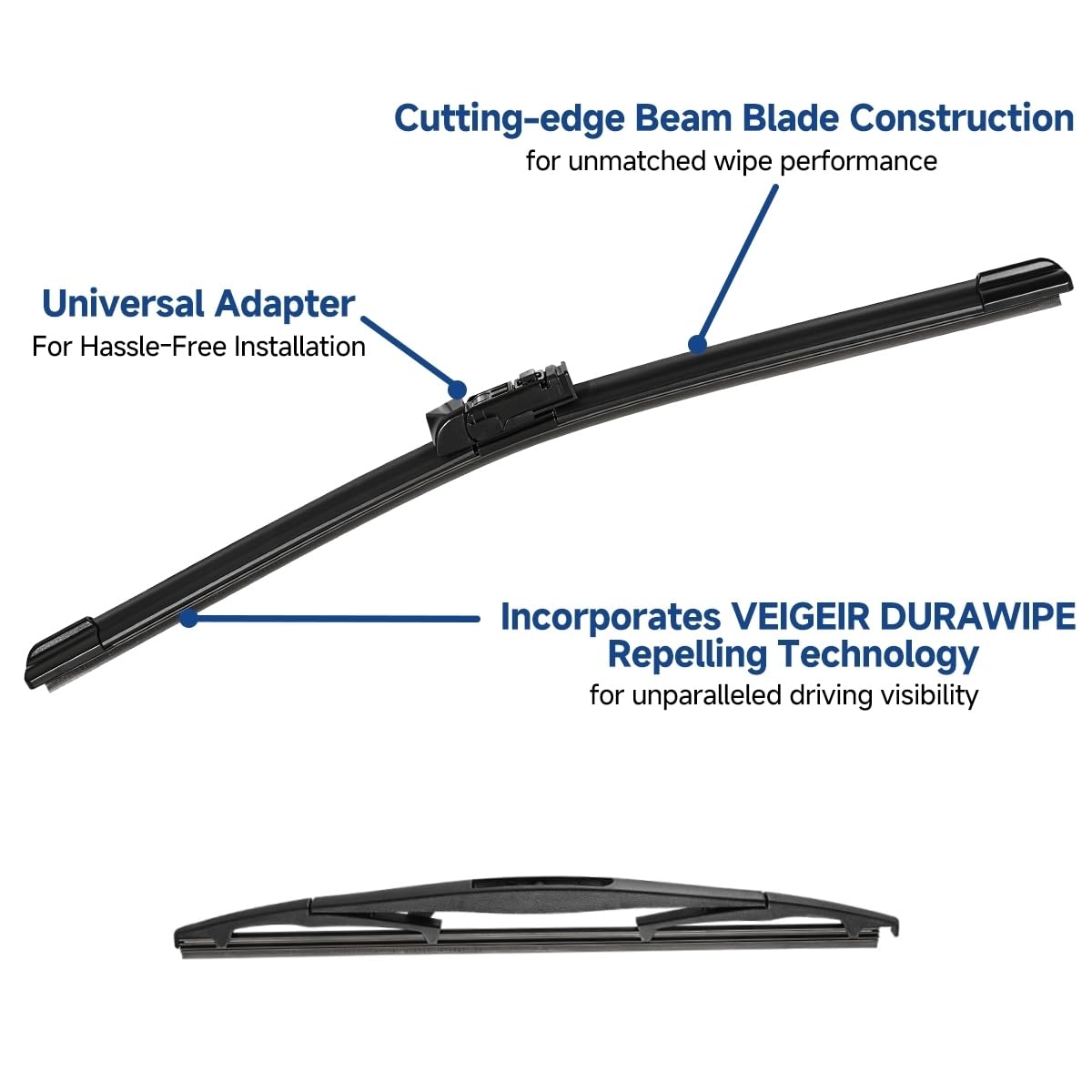VEIGEIR close-up of rubber blade edge highlighting smooth, streak-reducing wipe