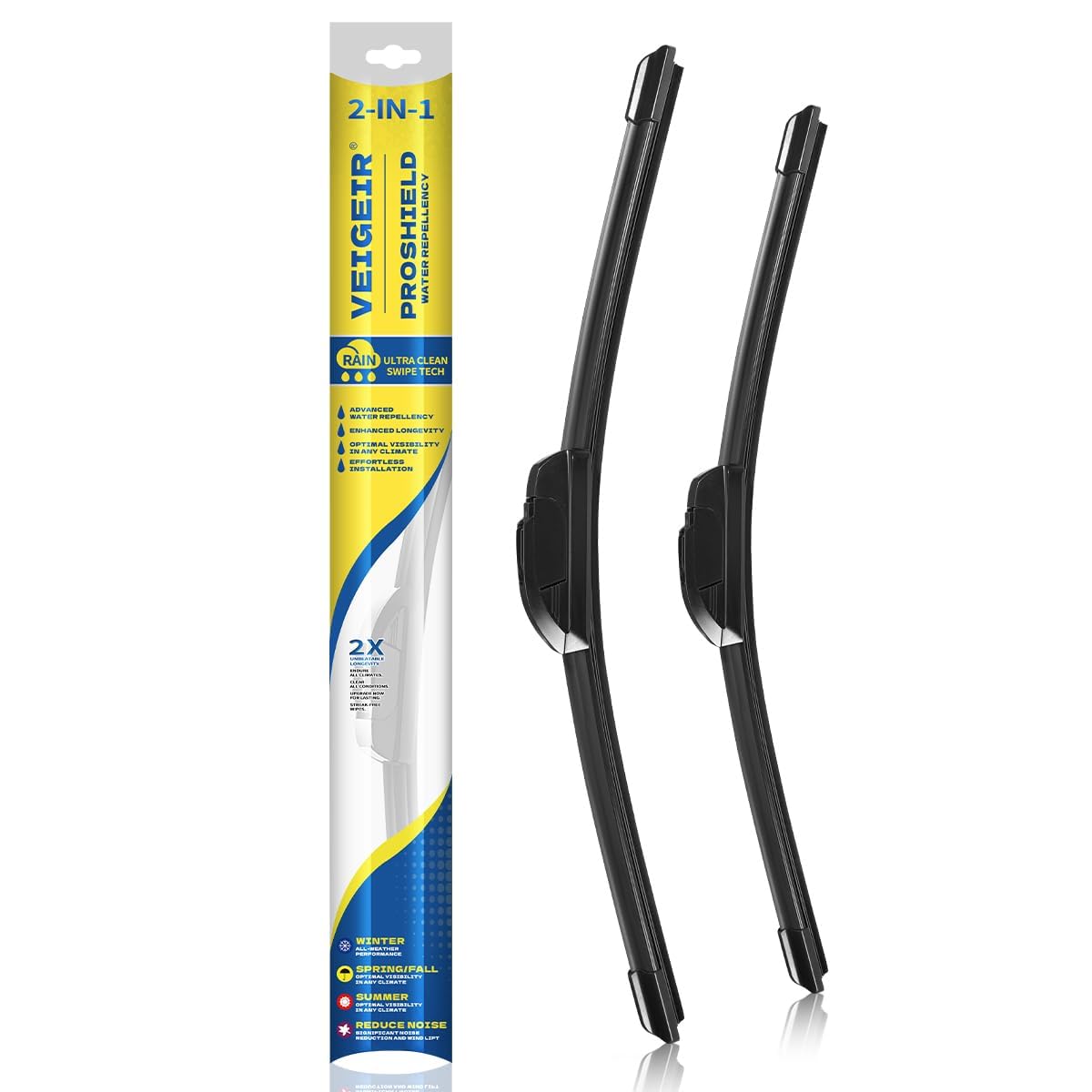 VEIGEIR front packaging showing 22 inch two-pack, clear buying details and compatibility