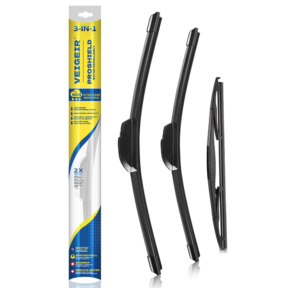 VEIGEIR front packaging showing full 3-pack and benefit of complete replacement