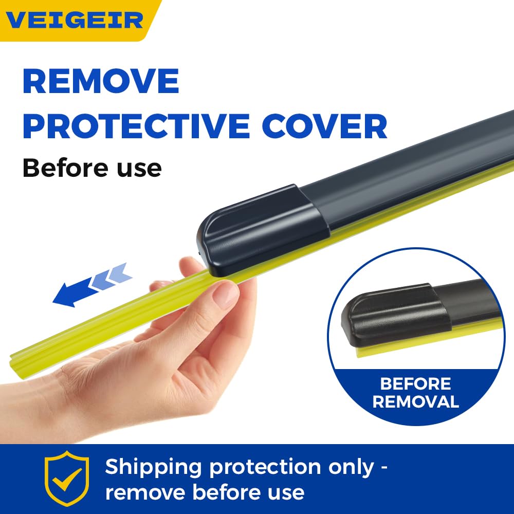 VEIGEIR blades beside measuring tape to confirm 22 inch length accuracy