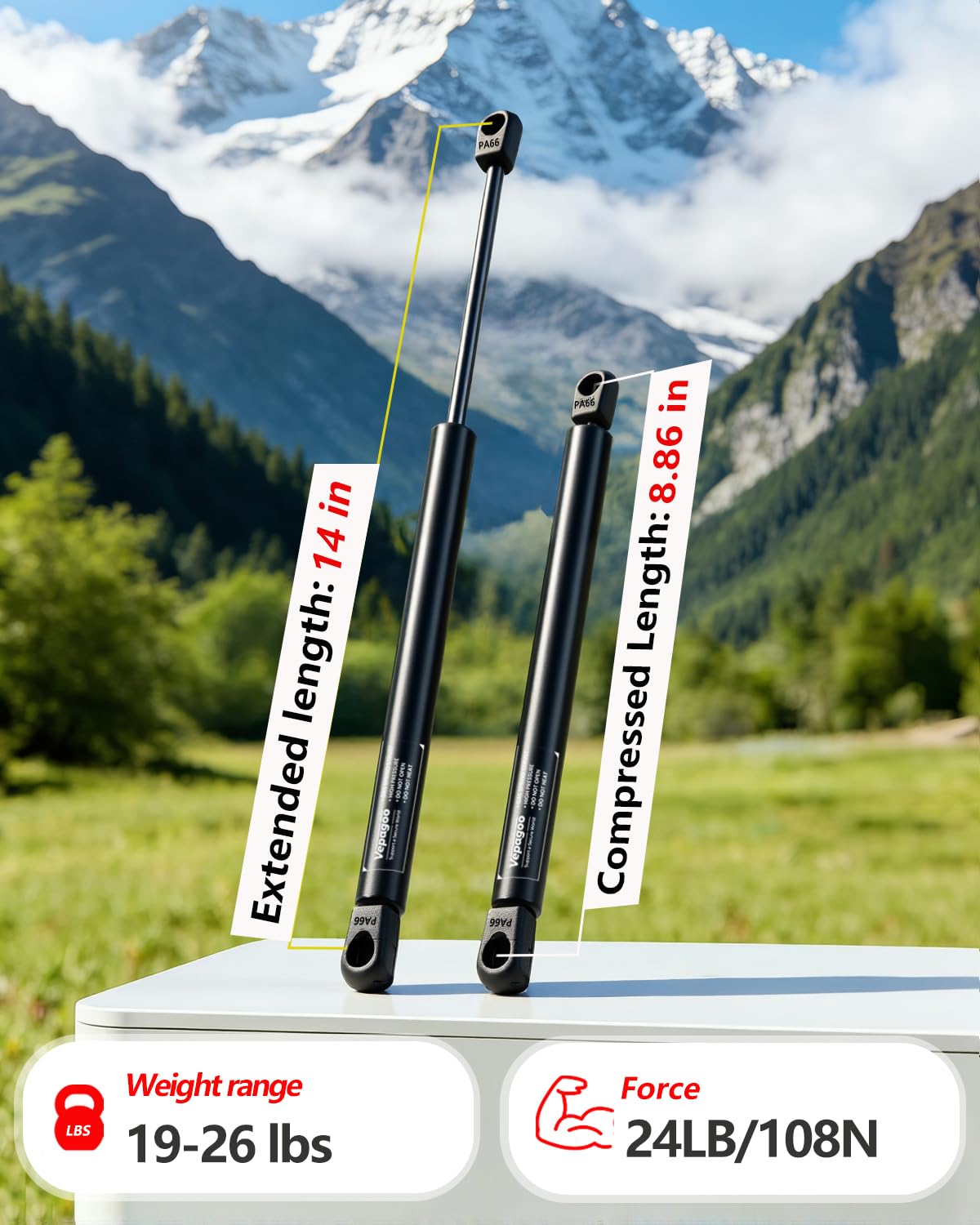 Vepagoo measuring extended 14-inch center-to-center length, helps confirm correct fit