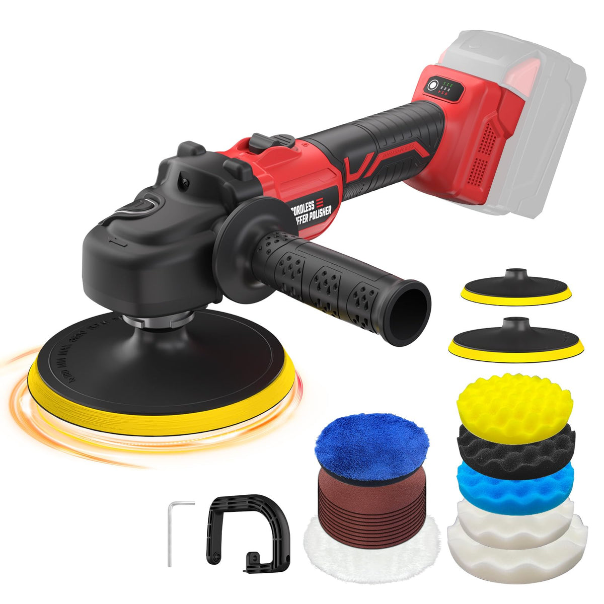 VERVEWAVE front view of rotary polisher showing ergonomic body and 7-inch plate benefit