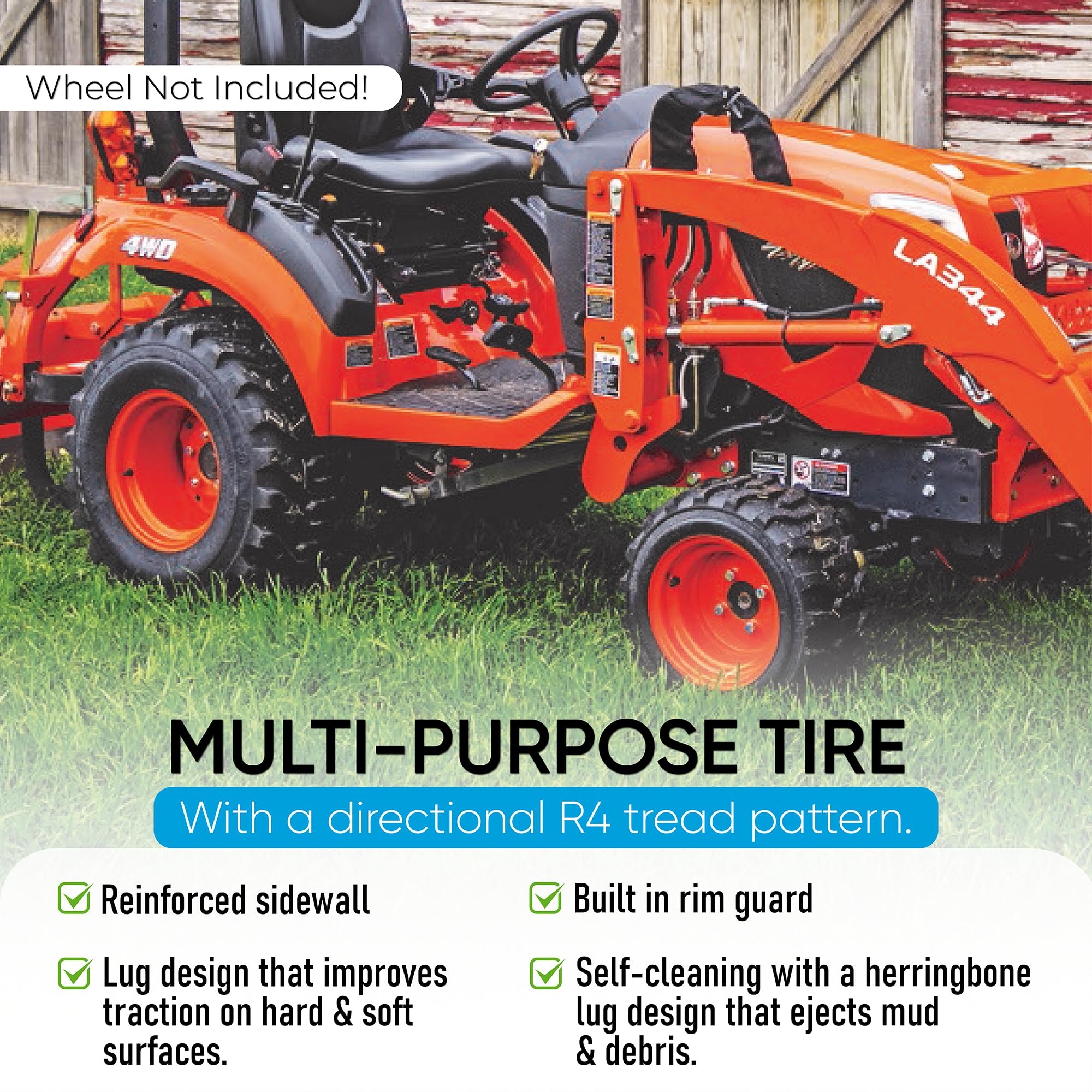 Veteran Tire and Rubber in yard use on turf showing stable performance and minimal turf damage
