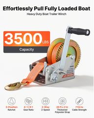 VEVOR close-up of 20 ft orange polyester strap improving visibility and abrasion resistance