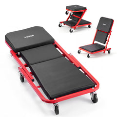 VEVOR front view of 36 in creeper showing full platform and casters for comfortable access