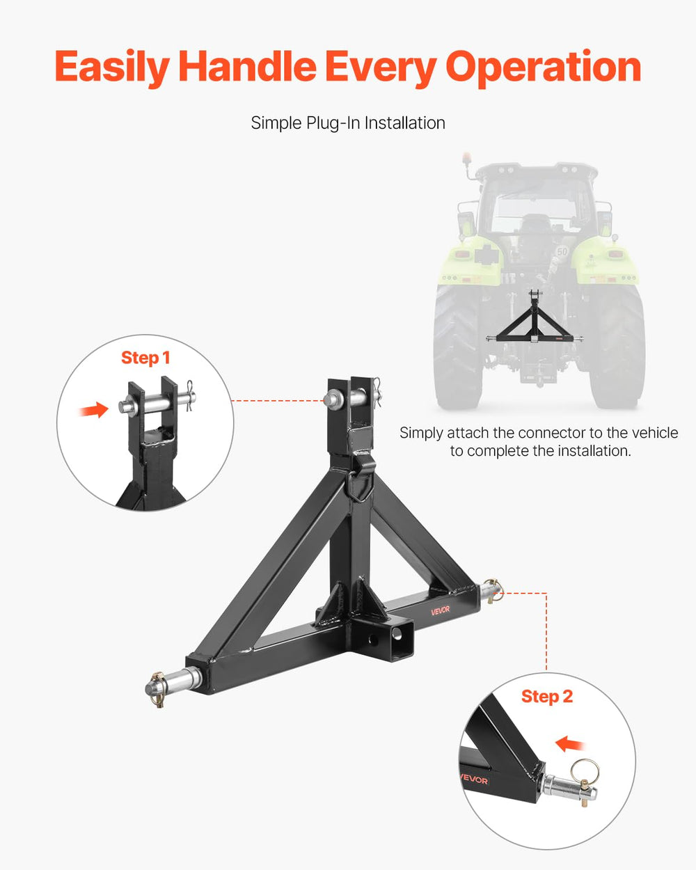 VEVOR laid-out hardware and parts showing included components for complete installation