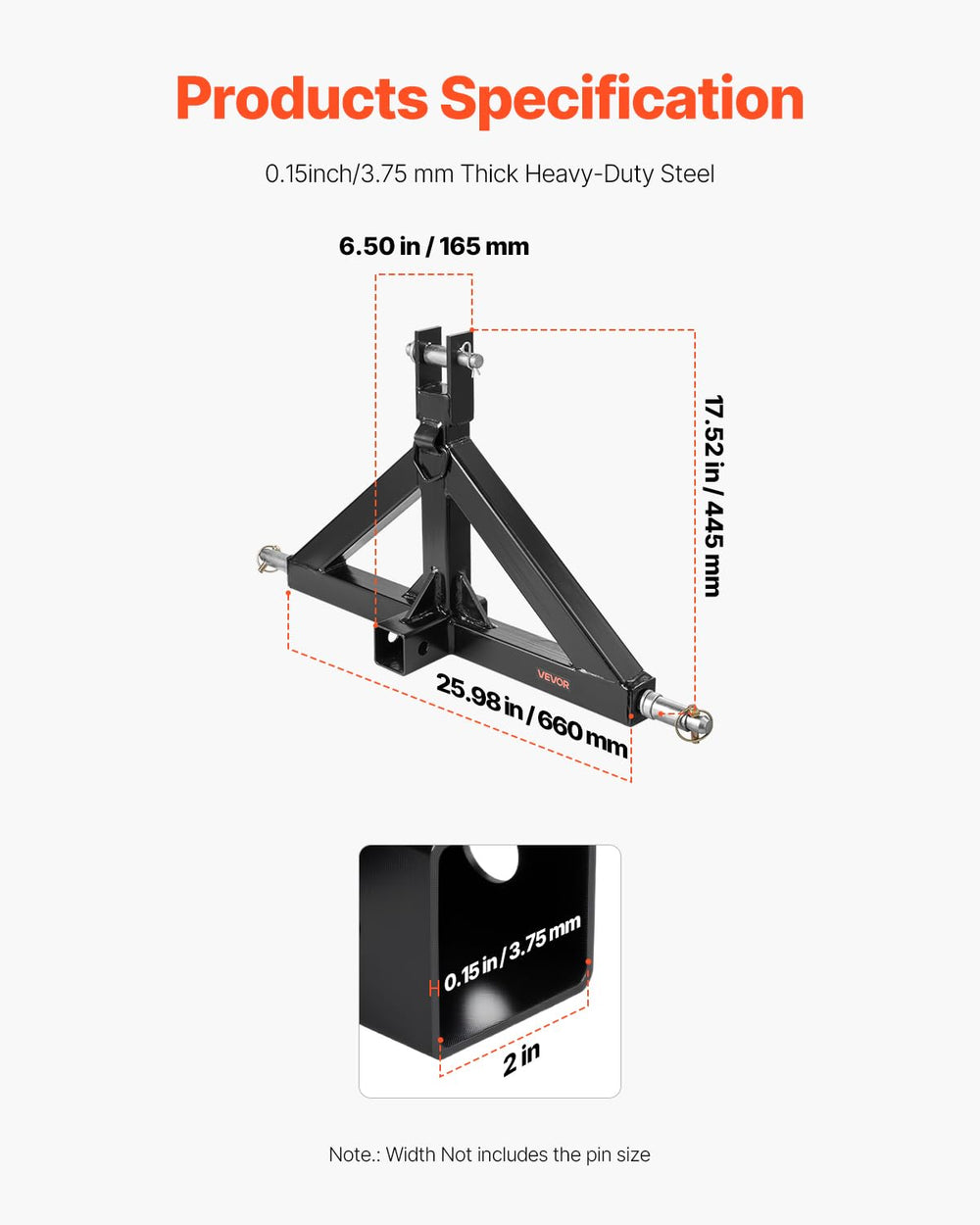 VEVOR triangular frame close-up showing structural ribs that improve load distribution