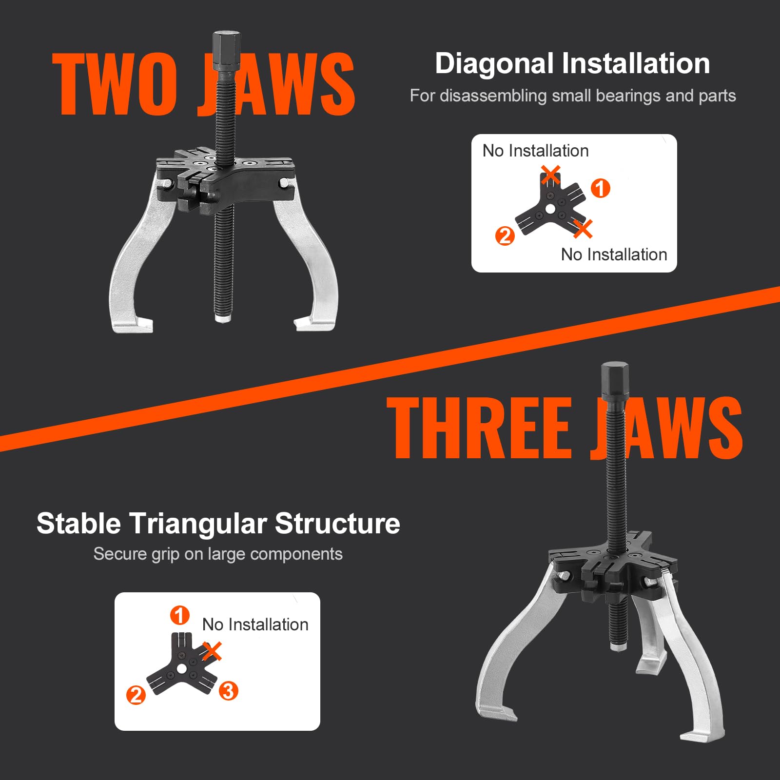 VEVOR 7-inch puller full view illustrating reach for larger components