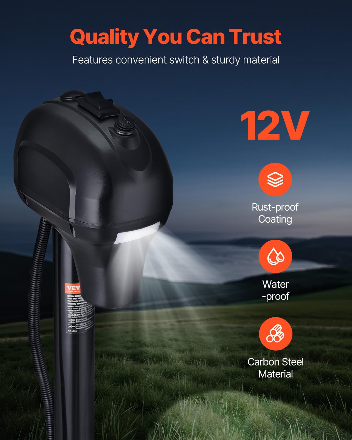 VEVOR 7-pin connector detail for easy vehicle power hookup benefit